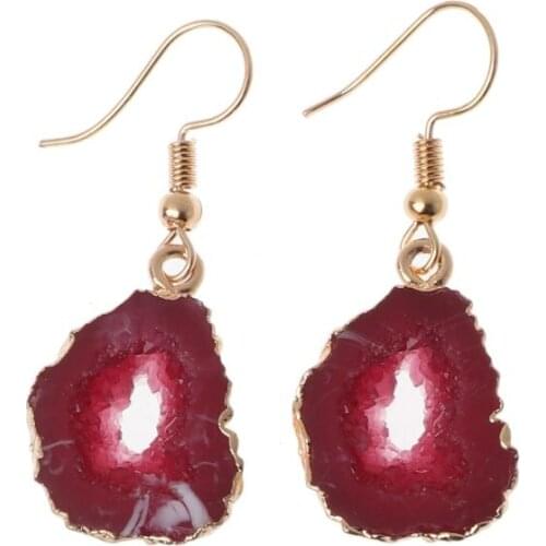 Resin Druzy Stone Drop Earrings Women Irregular Quartz Geode Crystal Jewelry 13MD