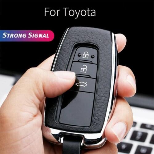 Zinc Alloy Leather Car Key Case Cover for Toyota CHR Corolla RAV4 Avalon Land Cruiser Prado Prius 2018 2019 Key Protection