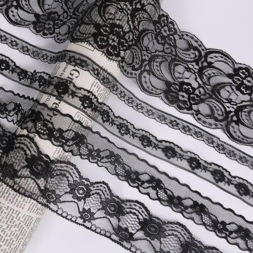 10 yards 14-85mm Width Lace Ribbon Lace Fabric Black Lace trimmings Embroidered Crafts Decoration DIY Wedding Lace Gift Ribbon