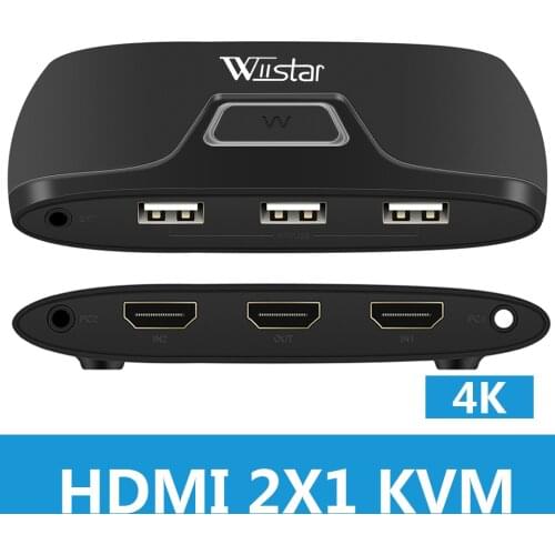 KVM HDMI Switch 4K USB 2.0 Splitter 2 in 1 Support Digital Monitor For Laptop Sharing Printer Keyboard Mouse Selector