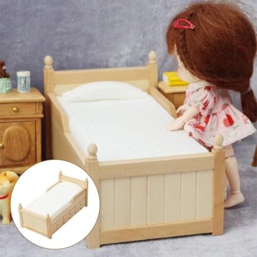 1:12 Scale Miniature Furniture Toys Single Bed with Drawer Miniature Decor for Children Kids Dolls Access Dollhouse
