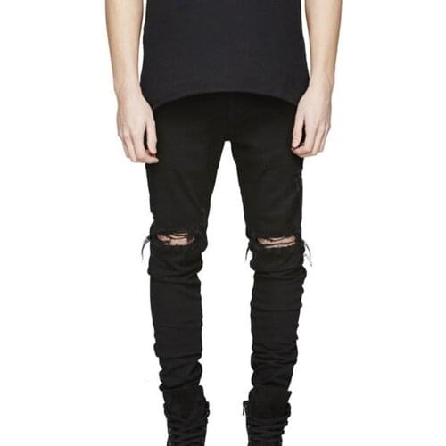 Fashion Men Destroyed Ripped Slim Jeans Skinny Denim Pants Stretch Long Trousers Jeans