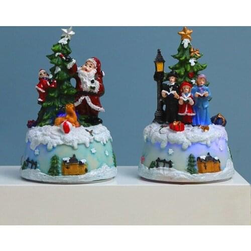 Fashionchristmas Music Luminous Cottage Resin Crafts Christmas Decoration Gifts Christmas Ornaments