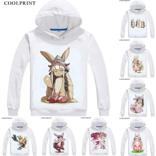 Coolprint rabbit-like Nanachi Mens Hoodies Made in Abyss Meido in Abisu Men Sweatshirt Streetwear Anime Hoodie Print Long Hooded