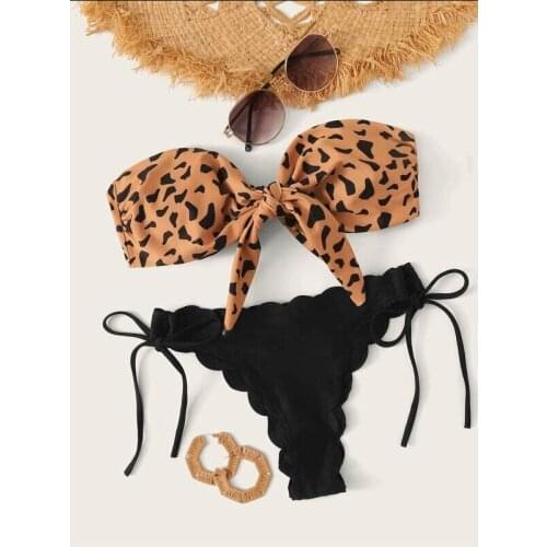 2020 swimwear new random printed leopard print bikini split swimsuit swimwear women