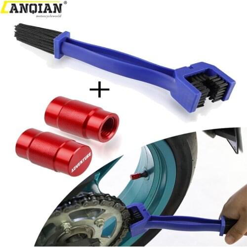 Motorcycle Chain Cleaning Maintenance Brush Vehicle Wheel Tire Valve Stem Caps Covers For 790 950 990 1190 ADVENTURE R 1050 1090