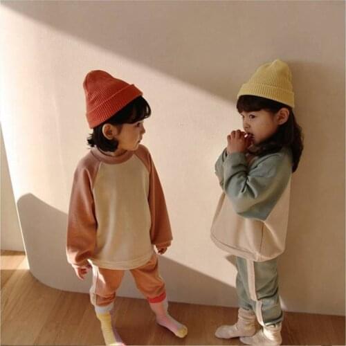 2020 Autumn Korean Childrens Clothing New Childrens Cotton Hoodie Suit Boys' Suit Girls' Sports and Leisure kids clothes