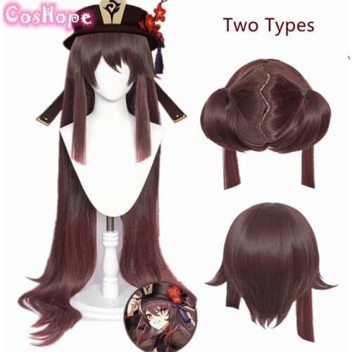 Genshin Impact HuTao Cosplay Women 110cm Long Wig Brown Wig Cosplay Anime Cosplay Wigs Heat Resistant Synthetic Wigs Halloween