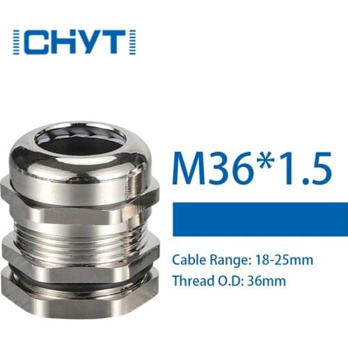 PG29 M36x1.5 Waterproof Zinc Alloy Nickel Plated Sealing Cable Gland 1piece Cable Entry IP68 For 18-25mm Metal Connector