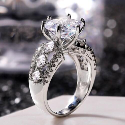 Luxury Exquisite High Quality Zircon Ring Charm Women Engagement Ring Promise Girl Love Jewelry Valentines Day Gift