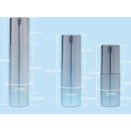 Silver Electrochemical Aluminum Refillable Bottles Cosmetic Packing Vacuum Flask Spray Bottle Press Emulsion Elite Fluid Bottle