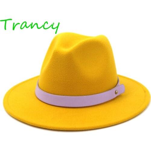 Fedoras yellower hat unisex hat leather band fedora cap fedoras lime green felt hat unisex event hat fashion hat orange hat