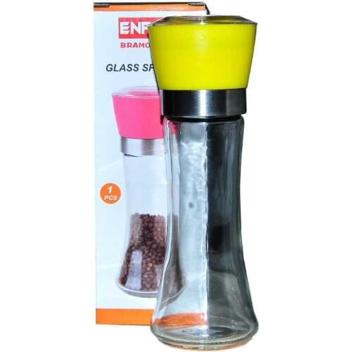 Salt Pepper Glass Grinder Long Yellow