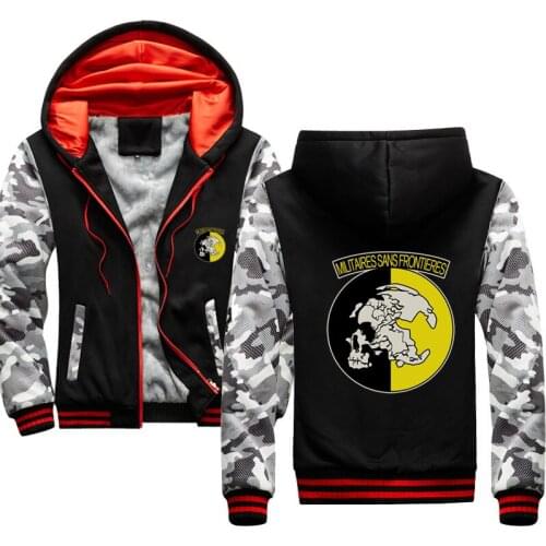 Metal Gear Solid Militaires Sans Frontieres Sweatshirt Camouflage sleeve Jacket Hoody Zipper Winter Fleece Hoodies