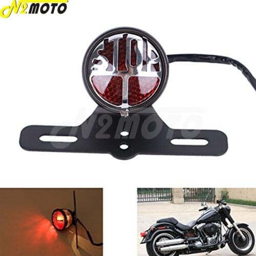 Motorcycle Vintage Taillight Miller Brake Stop Tail Light License Plate Light Bracket Universal For Harley Chopper Cafe Racer