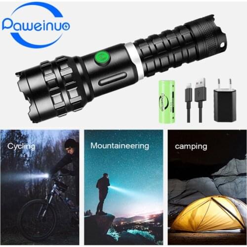 Paweinuo High Power Led Tactical Flashlight 18650 Rechargeable Torch XHP70 XHP90 100000 Lumens Flash Light Usb Powerful Lantern