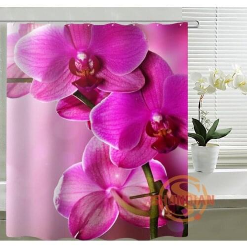 Stronghold orchid Stock Shower Curtain Polyester Fabric Bathroom Bath Curtain Size 180X180cm,180X200cm Drop Shipping