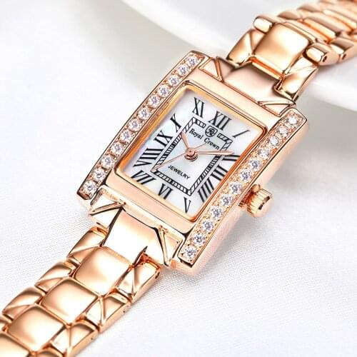 Lady Womens Watch Japan Quartz Fashion Fine Dress Stainless Steel Bracelet Luxury Clock Girls Birthday Gift Royal Crown Box