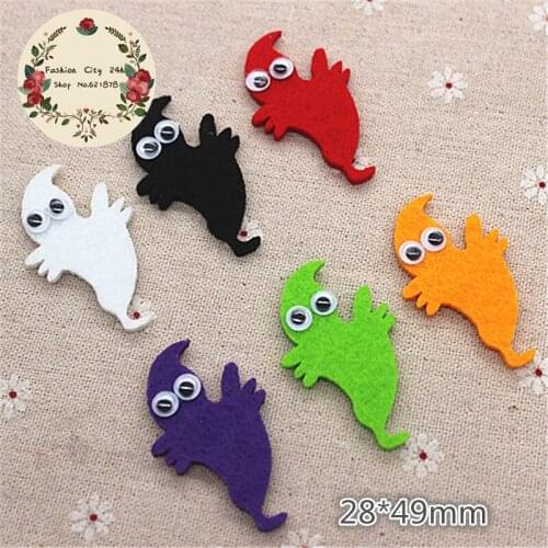 20pcs Mix Colors Non-woven Handmade Halloween Ghost Patches Felt Accessories for DIY Holiday Craft Scrapbooking,28*49mm