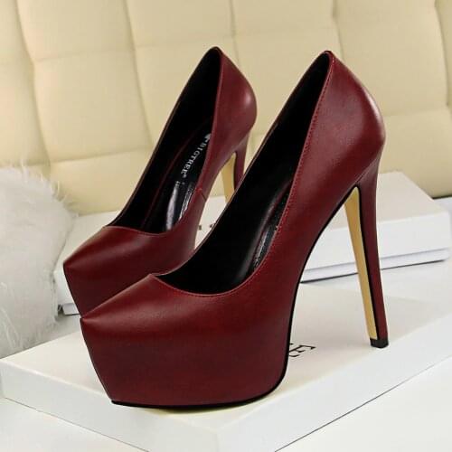 2021 New Autumn Womens Concise Shallow Super High Heels Shoes Soft Leather Women Pumps Fashion High Platform Party Shoes Woman