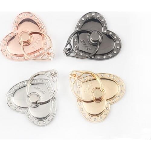 30pcs/lot Diamond Peach Heart Metal finger Rings Phone holder phone Universal Support Accessories For Samsung Galaxy for iphone