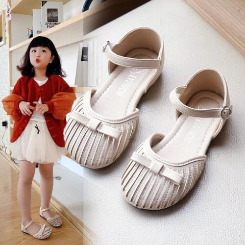 Little Girls Princess Shoes Kids Sandals breathable Soft bottom Girls Single Shoes Chaussure Fille Black Beige Pink 2-12T