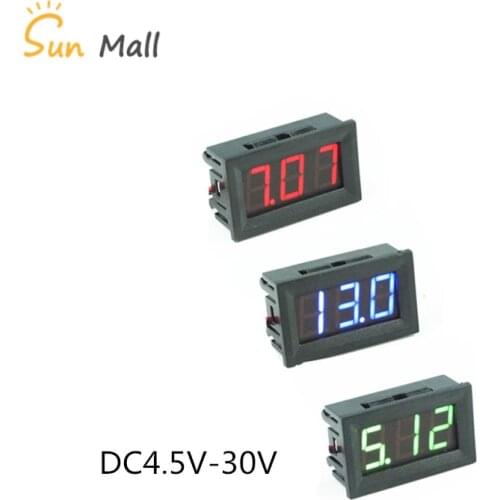 Digital Voltmeter DC 4.5V to 30V Digital Voltmeter Voltage Panel Meter Red/Blue/Green For 6V 12V Electromobile Motorcycle Car