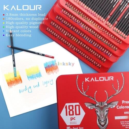 KALOUR Colored Pencils 180 High Quality Vibrant and Durable ,3.8mm Premium Core,Gift Tin Box for Adults kids Beginners