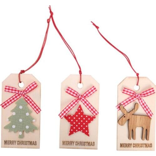 DIY Christmas Tree Elk Star Wooden Sign Decorations for Home Gift Happy New Year 2020 Hanging Ornament Toys Ornaments Cloth