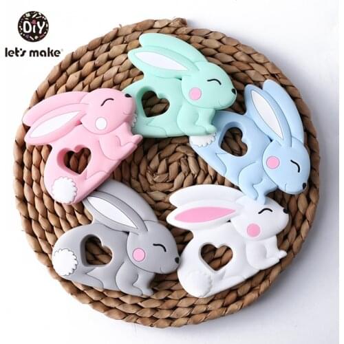 Baby Teethers Silicone Teething Toy Of Cartoon Rabbit Charms Necklace Making New Baby Product Food Grade Patent owner Lets Make