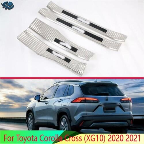 For Toyota Corolla Cross (XG10) 2020 2021 Stainless Steel Inner Inside Door Sill Panel Scuff Plate Kick Step Trim Cover