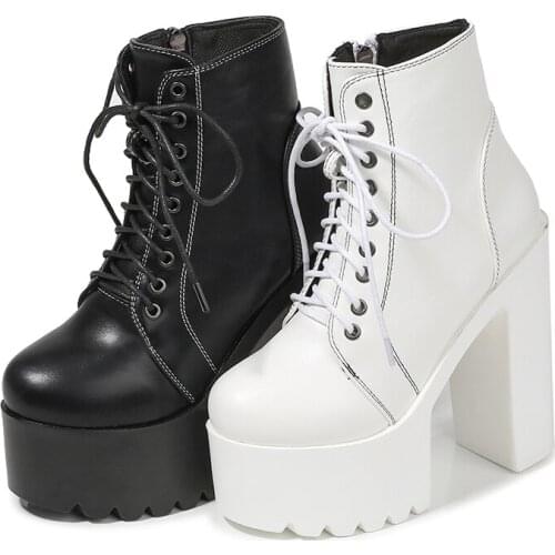 DS performance shoes 14cm New female dj night atmosphere sexy dance dance team fashion dance gogo white thick heel boots women