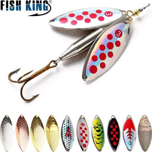 FISH KING 1PC Double Spinner Bait Fish Metal Lures Long Cast Coloful Bait With Treble Hook Pesca Pike Sequin Paillette Bass