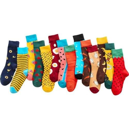 Howfits Women Men Cartoon Funny Cute Socks Cotton Ankle Streetwear Colorful Fashion Fruits Watermelon Hip Hop Strawberry Carrot