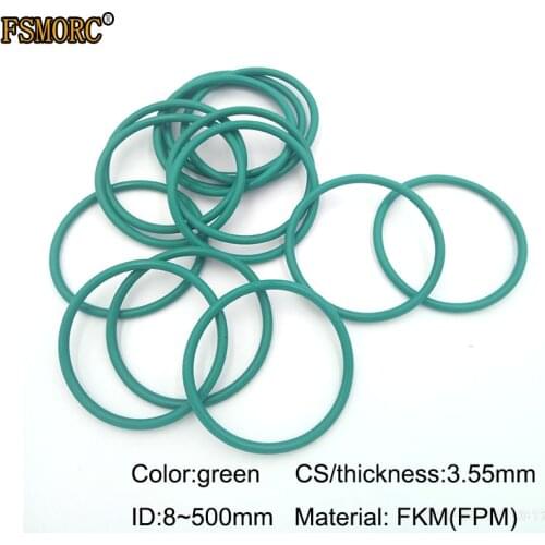 ID8mm~500mm*3.55mm thickness/CS Green FKM o rings Oil resistant acid and alkali resistant sealing Gasket FPM o-ring