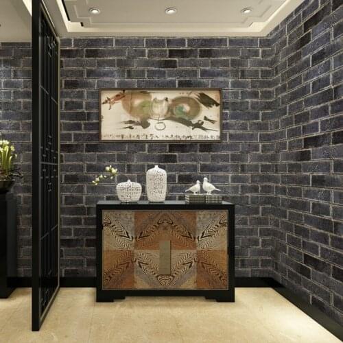 Chinese Vintage 3D Faux Brick Wallpaper Roll PVC Vinyl Old Stone Wall Paper For Restaurant Cafe Home Decoration 10MX53CM