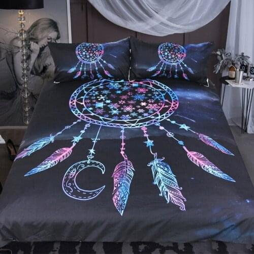 Snowflake Flying Dream Catcher Quilt Cover with 2 Pillowcase Fashion Bedding 3 Piece Set 3D Printing Available Size Bed Cover