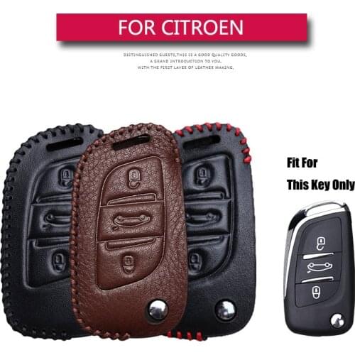 KUKAKEY Leather Car Key Cover Case For Citroen C2 C3 C4 Coupe VTR Berlingo C6 C8 Remote Car Key Protector Shell Bag
