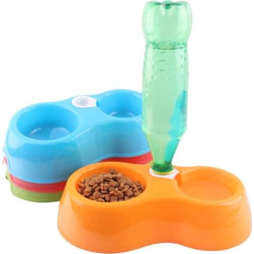 LeChong Pet Round Automatic Drinking Fountain Double Feeding Bowl Cat Plastic Food Container Pet Feeding Water Supplies