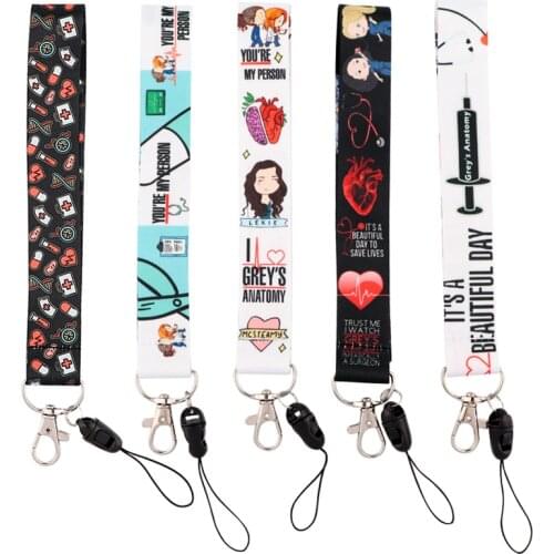 LX733 Greys Anatomy Lanyard Badge ID Card Holder Neck Strap Clip Mobile Phone Neck Straps Cute For Melicine Doctor Nurse