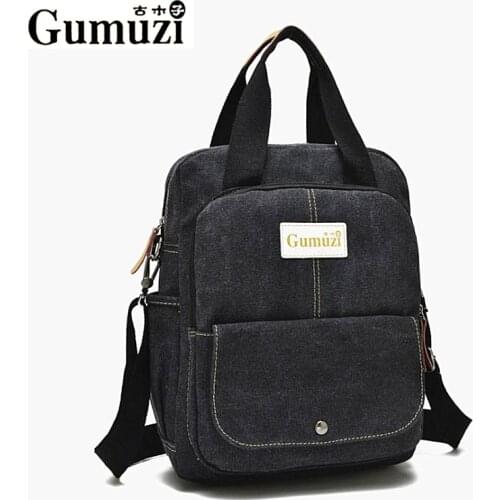Fashion Canvas Women Backpack Large Capacity Female Travel Bag Gumuzi Casual Vintage Crossbody Bag For Teenager Girl School Bags