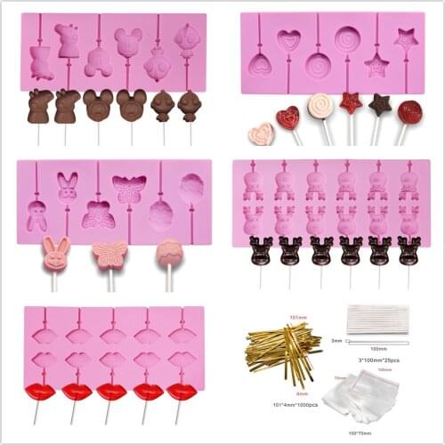 Cartoon Animals Various Shape Lollipop Silicone Molds Candy Sugarcraft Moulds Cake Decorating Tool Bakeware