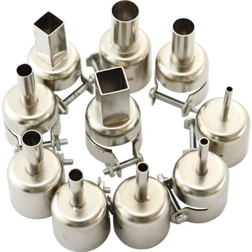 10pcs Heat Gun BGA Nozzle 3/4/5/6/7/8/10/12mm for 850 852 Soldering Rework Station Hot Air Gun ICs Processors Repair Tools