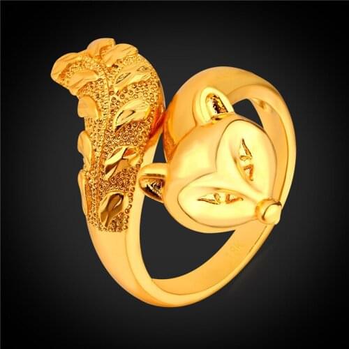 2016 New Hot Fox Rings WomenMen Bijoux Yellow Gold Color Party Trendy Punk Fashion Animal Fox Anillos Jewellery R1645
