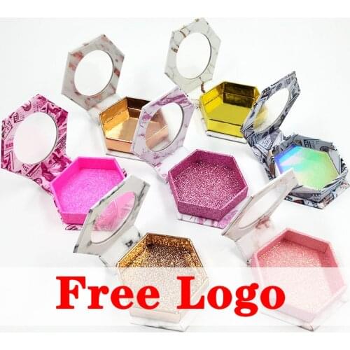 Wholesale Hexagon Lash Box Eyelash Packaging Box Free Logo Fake 3d Mink Lashes Boxes Cils Strip Diamond Magnetic Case Empty