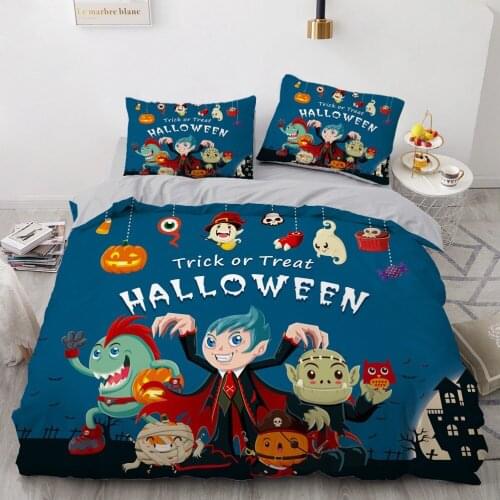 Luxury 3D Halloween Quilt Duvet Cover Set Comforter Bedding Set Double King Queen Double Single Size Cartoon Design Bedclothes