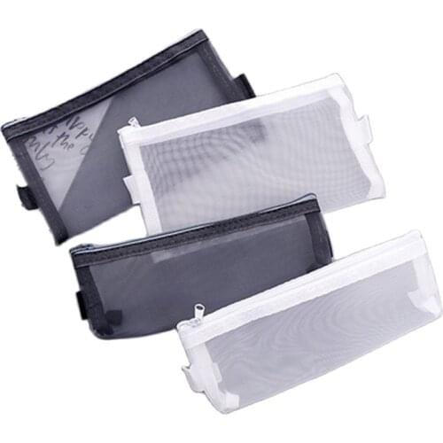 Mesh Pencil Case Fast Access Zipper Pocket Handy Pen Holder Bag Large Capacity for Makeup Brush Stationery пенал корейский