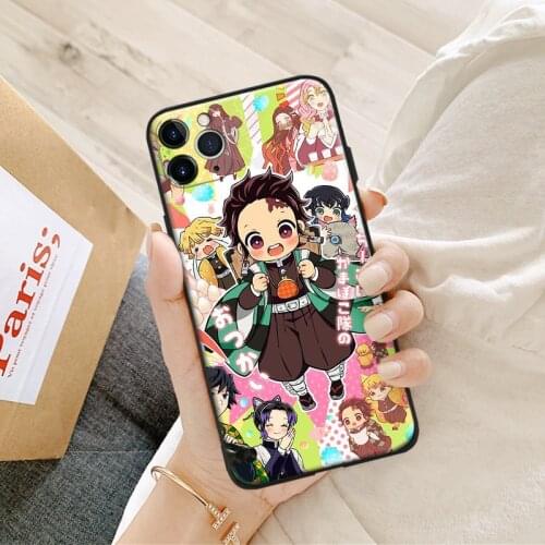 Demon Slayer anime manga cute silicone Phone Case FOR iPhone Se 6 6s 7 8 Plus X Xr Xs 11 12 Mini Pro Max Glass Cover Shell