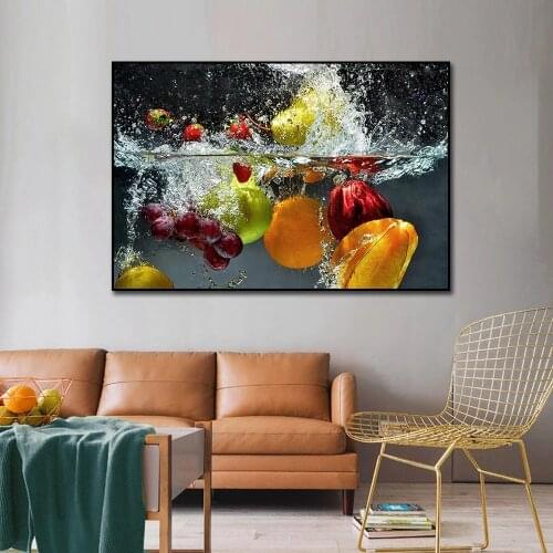 Modern Canvas Wall Art Fruit Foods Posters Print Painting for Kitchen Home Decoration Apple Grape Wall Pictures For Dining Room