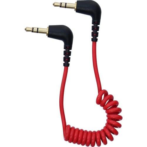 TRS to TRS Spring 3.5mm Cable Coiled Microphone to Camera Red Color for RODE SC7 BOYA By VIDEOMIC GO Video Micro-type Mics